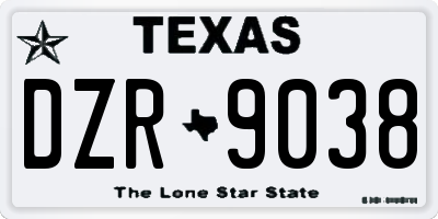 TX license plate DZR9038
