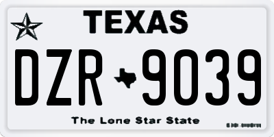 TX license plate DZR9039