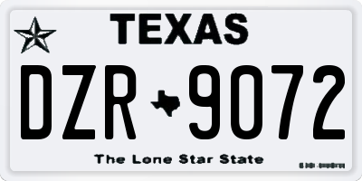 TX license plate DZR9072