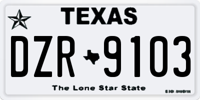 TX license plate DZR9103