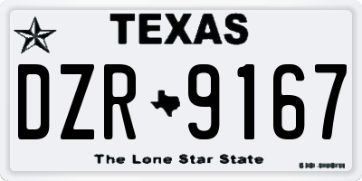 TX license plate DZR9167