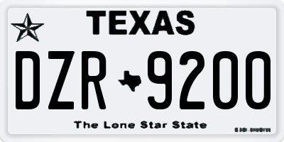 TX license plate DZR9200