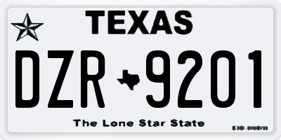 TX license plate DZR9201