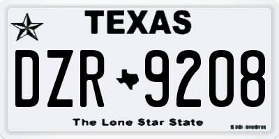 TX license plate DZR9208