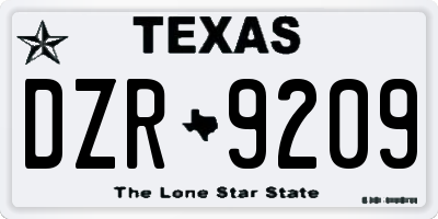TX license plate DZR9209