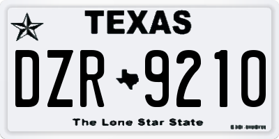 TX license plate DZR9210