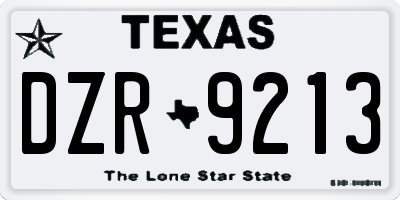 TX license plate DZR9213