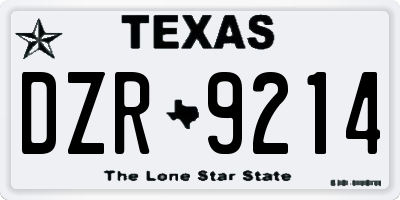 TX license plate DZR9214