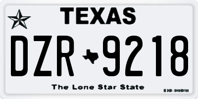 TX license plate DZR9218