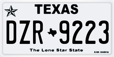 TX license plate DZR9223