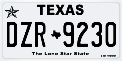 TX license plate DZR9230