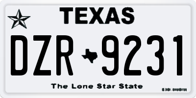 TX license plate DZR9231