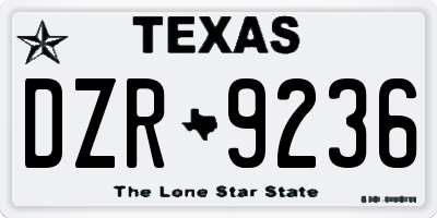 TX license plate DZR9236