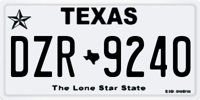 TX license plate DZR9240