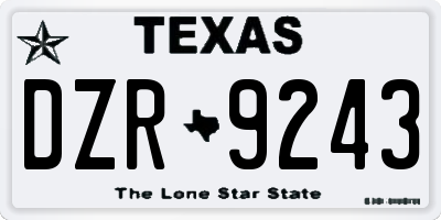 TX license plate DZR9243