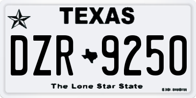 TX license plate DZR9250