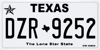 TX license plate DZR9252