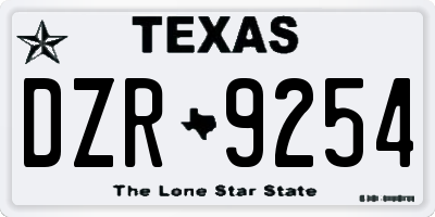 TX license plate DZR9254