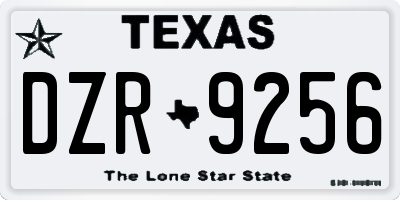 TX license plate DZR9256