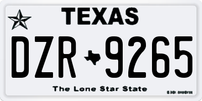 TX license plate DZR9265