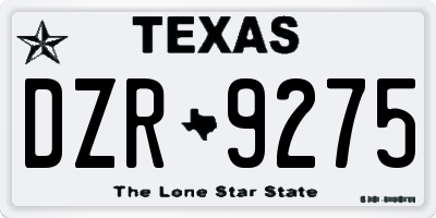 TX license plate DZR9275