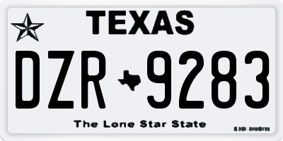TX license plate DZR9283