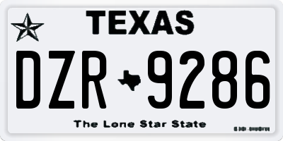 TX license plate DZR9286