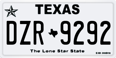 TX license plate DZR9292