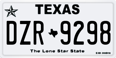 TX license plate DZR9298