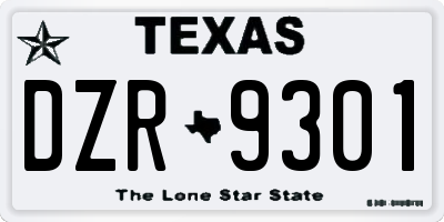TX license plate DZR9301