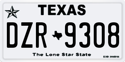 TX license plate DZR9308