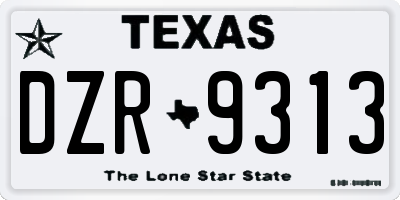 TX license plate DZR9313