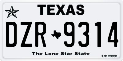 TX license plate DZR9314