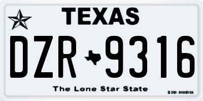 TX license plate DZR9316