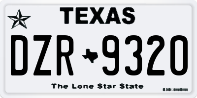 TX license plate DZR9320
