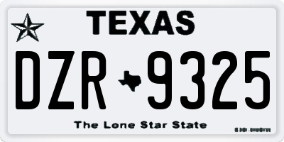 TX license plate DZR9325