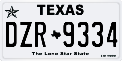TX license plate DZR9334
