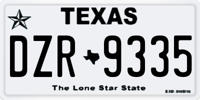 TX license plate DZR9335