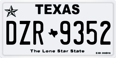 TX license plate DZR9352