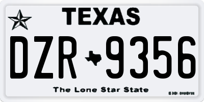 TX license plate DZR9356