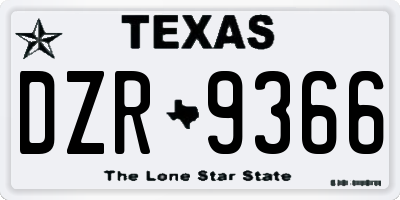 TX license plate DZR9366