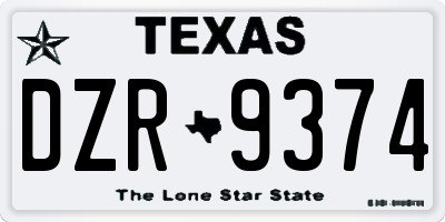 TX license plate DZR9374