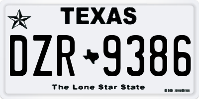TX license plate DZR9386