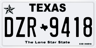 TX license plate DZR9418