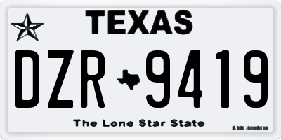 TX license plate DZR9419