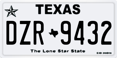 TX license plate DZR9432