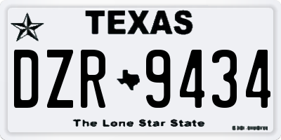 TX license plate DZR9434