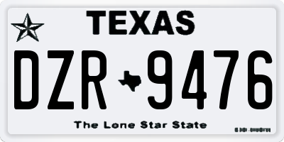 TX license plate DZR9476