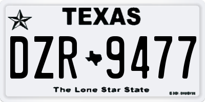 TX license plate DZR9477