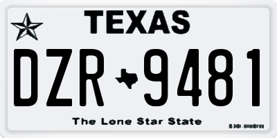 TX license plate DZR9481